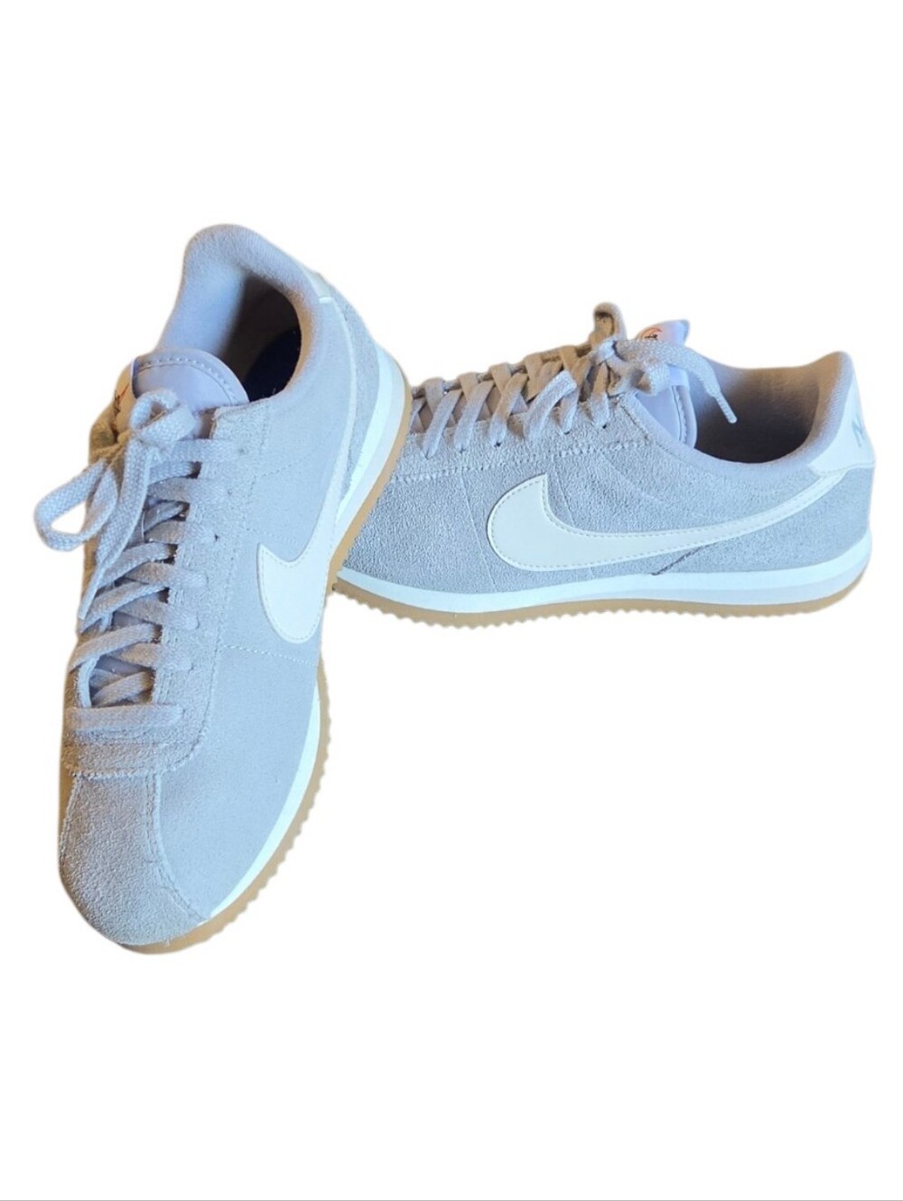 Nike Women's Light Blue Suede Sneakers with White Swoosh